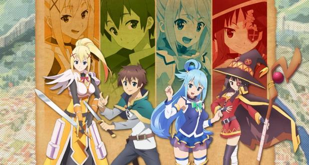 les personnages principaux de konosuba